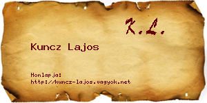 Kuncz Lajos névjegykártya